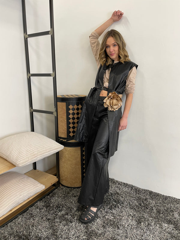 GILET ECOPELLE MORBIDA COLORE NERO ALA1874