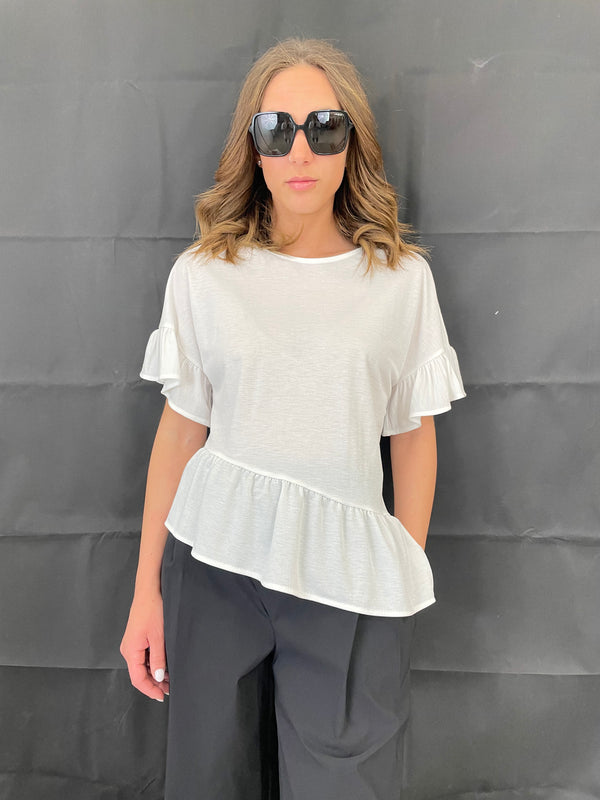 T-SHIRT CON BALZE VISCOSA LATTE ALA1935